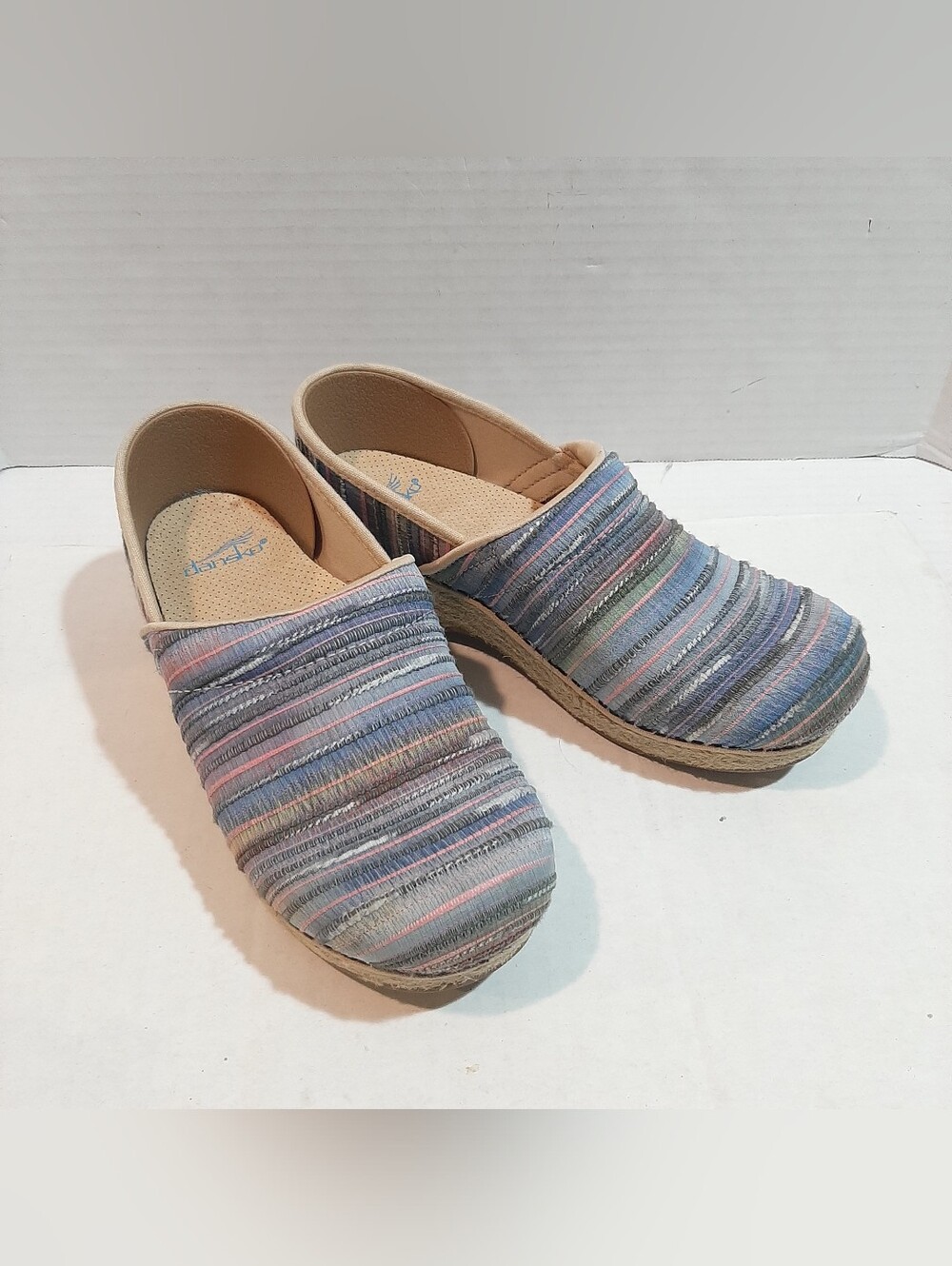 Dansko Jute Pro Clog Rainbow Artisan Weave Womens EUR 38 US W 7.5-8 Comfort Boho